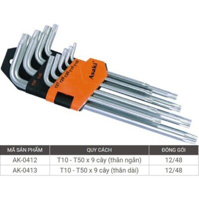 Bộ lục giác bông xi mờ 9 chi tiết Asaki AK-0412