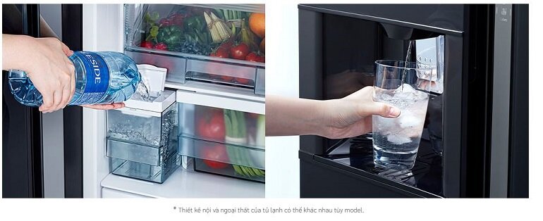 Tủ lạnh Hitachi R-MX800GVGV0 cho phép lấy đá và lấy nước bên ngoài
