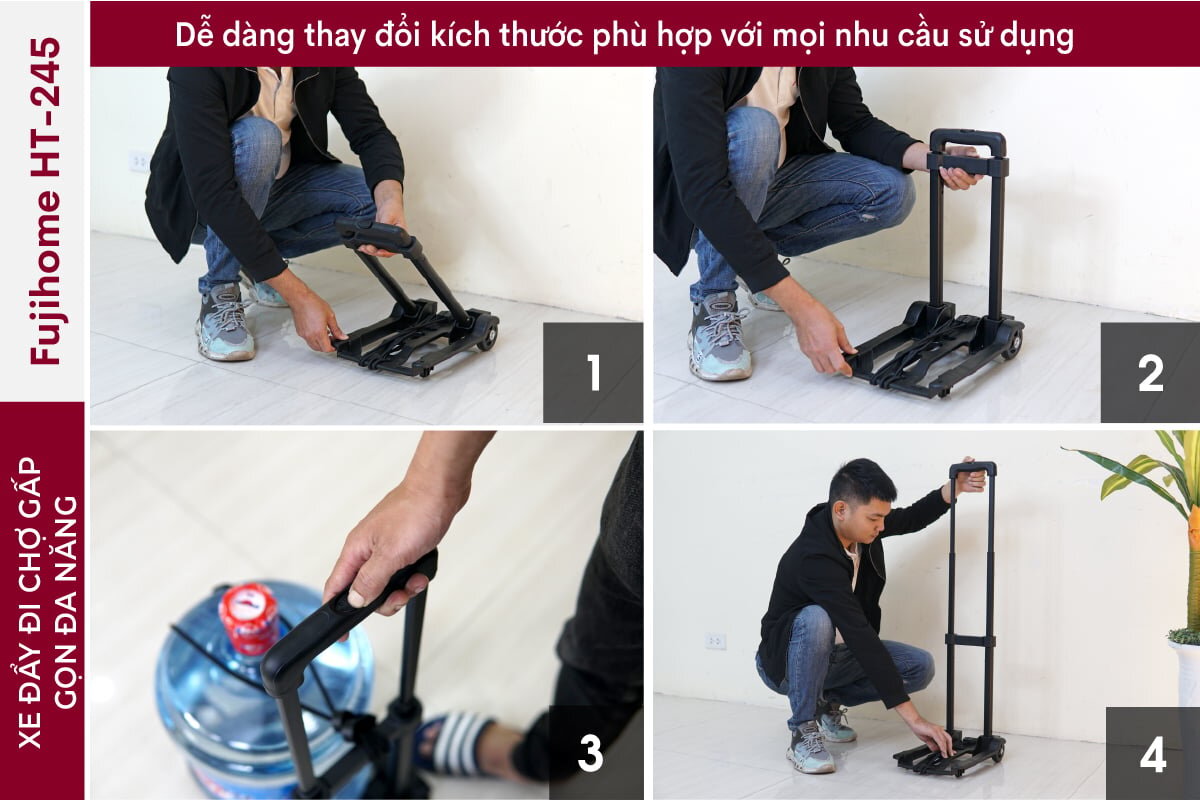 Xe kéo đi chợ FujiHome gấp gọn lại được Xe kéo đi chợ FujiHome