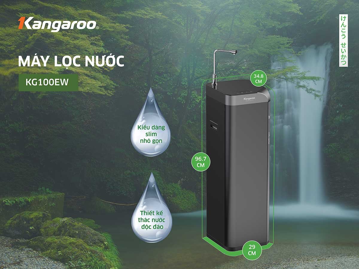 Máy lọc nước RO Kangaroo KG100EW có thiết kế độc đáo, sang trọng