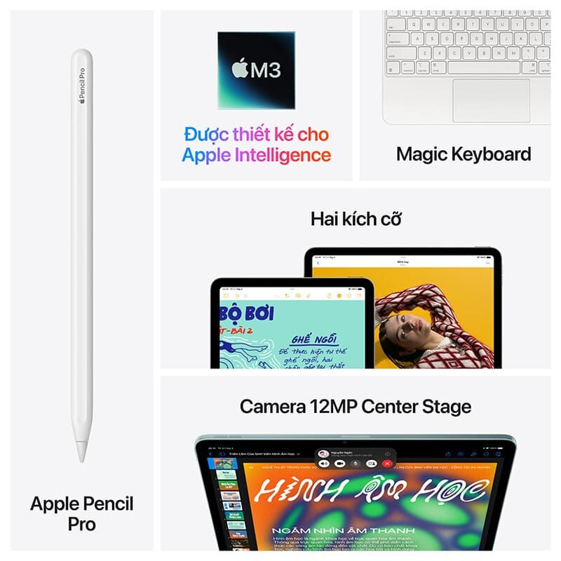 iPad Air M3 11 inch 5G có camera sau 12MP và camera trước 12MP Center Stage