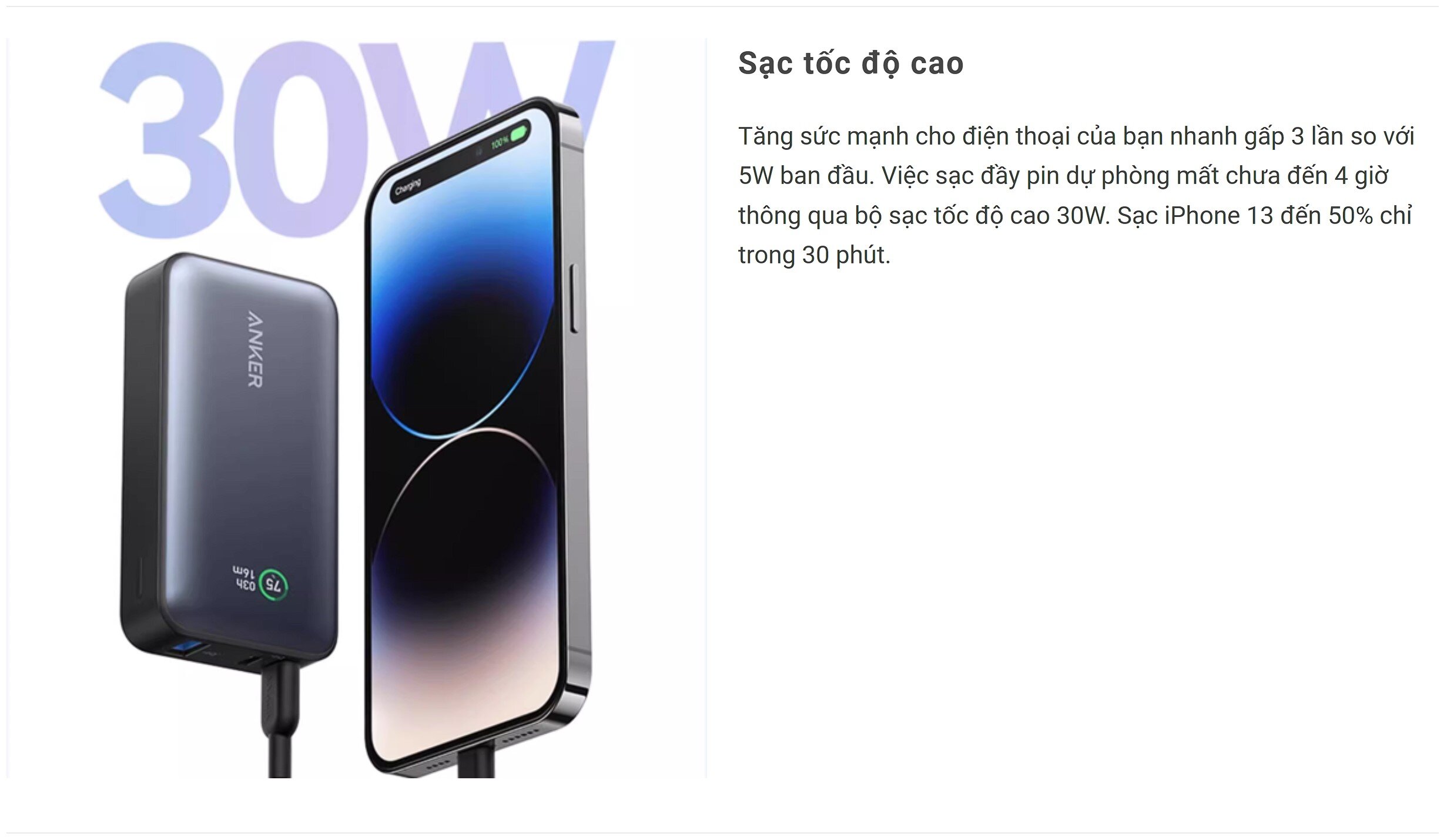 Pin sạc dự phòng Anker 533 - A1256 - PD 30W - 10.000mAh - Màu đen