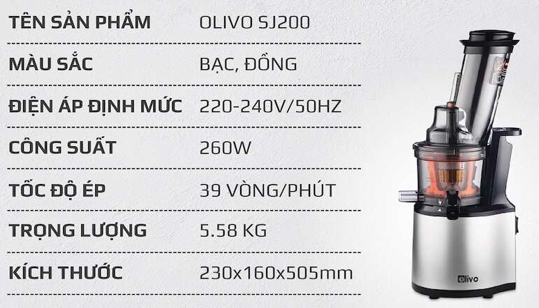 Máy ép chậm Olivo SJ200 (SJ-200)