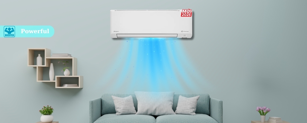 Điều hòa Daikin Inverter 27000 BTU 1 chiều FTKY71ZVMV gas R-32 3 Công nghệ Powerful làm lạnh nhanh trên máy lạnh Daikin FTKY71ZVMV