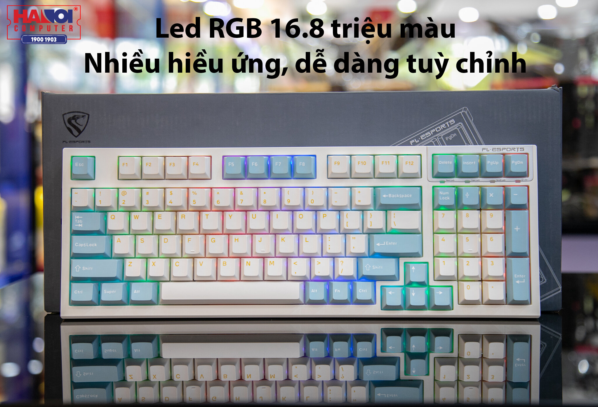 Bàn phím cơ FLEsport FL980 CPM Sea Salt White sw (Kailh Box) 7