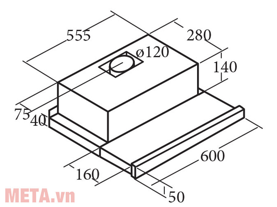 Máy hút mùi âm tủ Cata TF 2003 60 Duralum