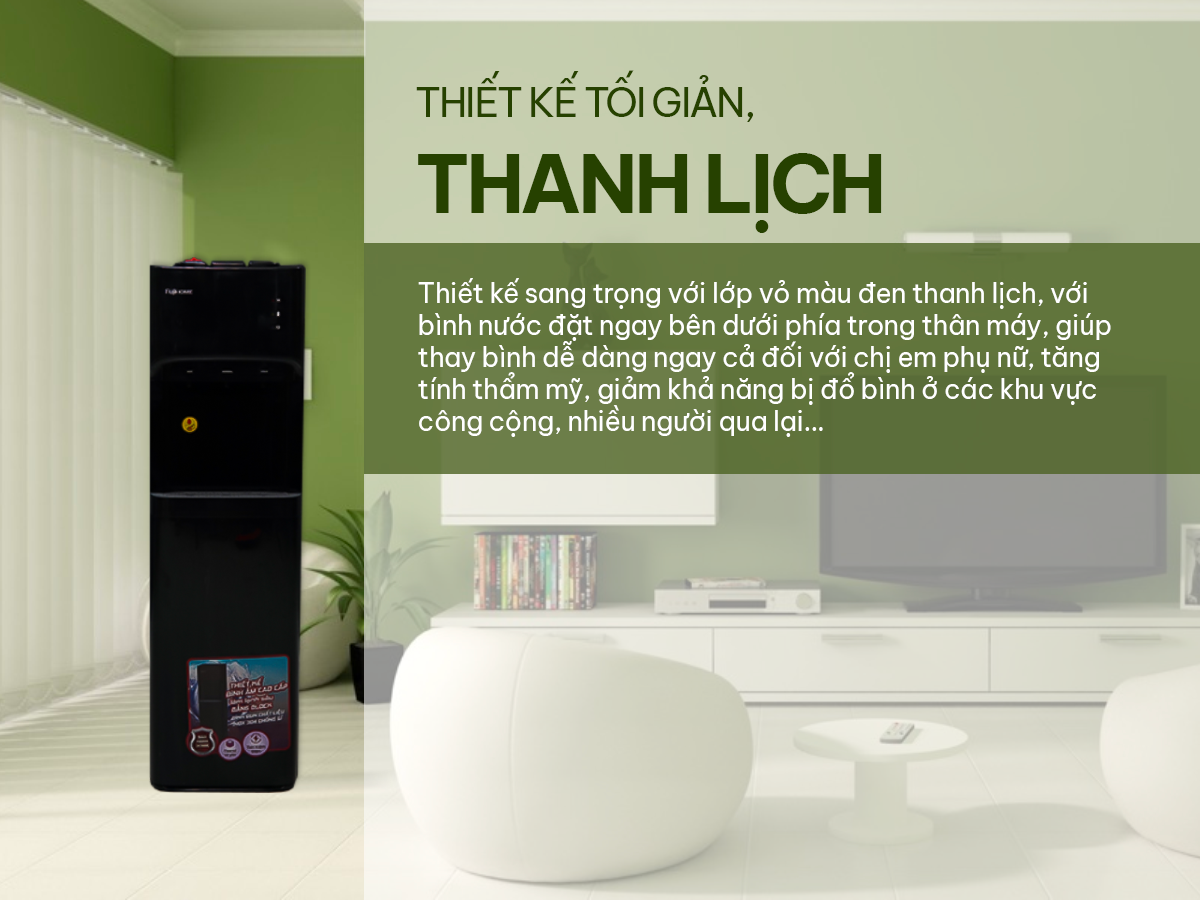 Cây nước nóng lạnh bình âm FujiHome WD606C có thiết kế dạng tủ đứng hiện đại