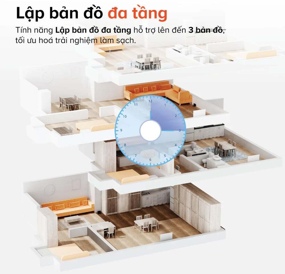 Chức năng lập bản đồ nhanh & đa tầng - Tối ưu không gian sống Roborock Q7 TF