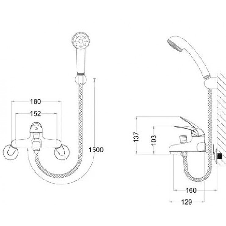 Bản vẽ kỹ thuật Vòi Sen Tắm nóng lạnh Caesar S360CP