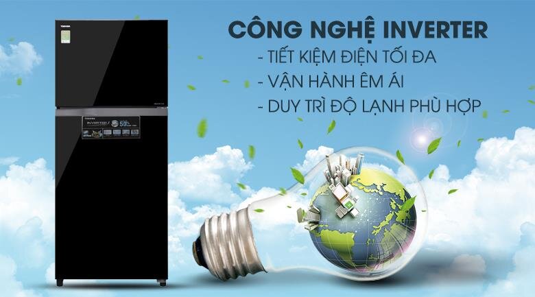 Tủ lạnh 2 cánh Inverter Toshiba GR-AG41VPDZ/XK1 - 359 Lít (Gương Đen)