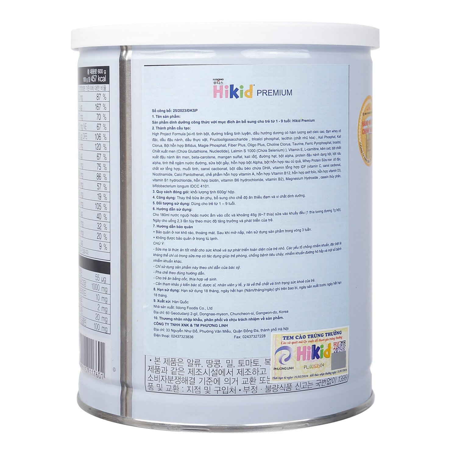 cách pha sữa Hikid Premium 600g