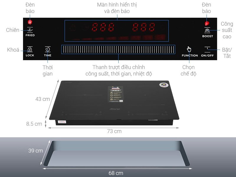 Bếp điện từ Sunhouse Mama MMB9303 được trang bị nhiều tính năng an toàn hiện đại