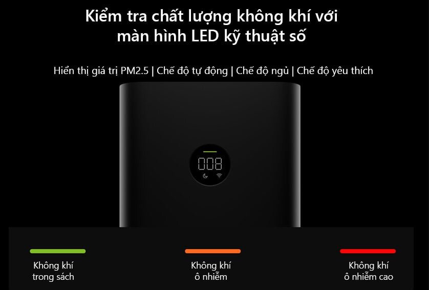 Máy lọc không khí Xiaomi Mi Air Purifier 3C thông báo chất lượng không khí