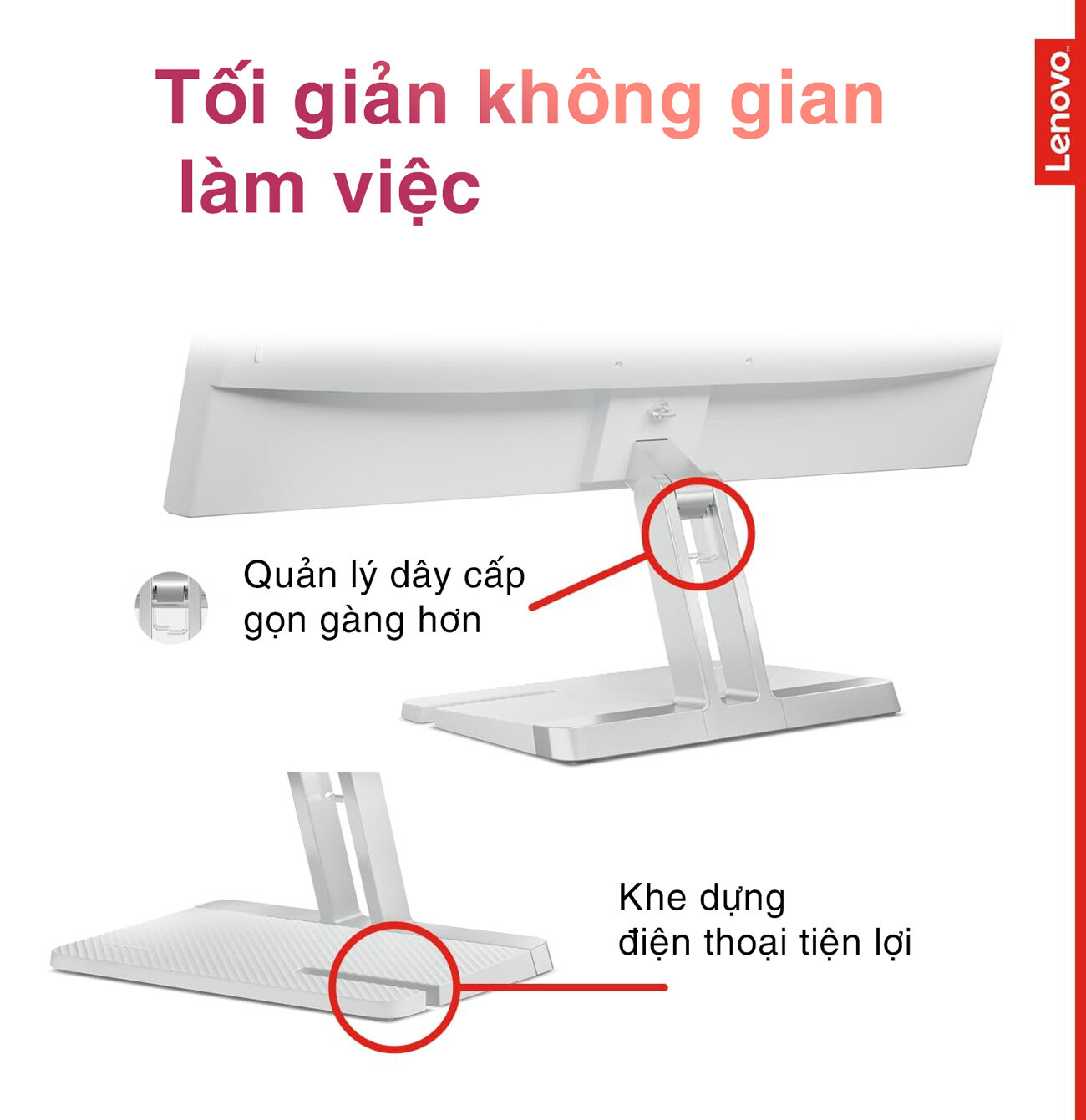 Thiết kế tiện ích của màn hình Lenovo L24e-40