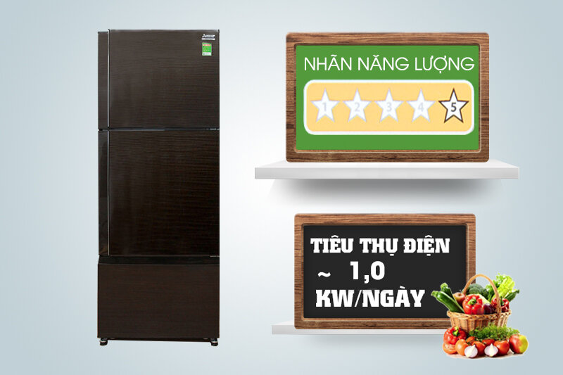 Tủ lạnh Mitsubishi Electric 414 lít MR-V50EH-BRW Tủ lạnh Mitsubishi Electric 414 lít MR-V50EH-BRW