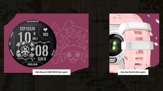 Mặt đồng hồ Chopper, quai đeo họa tiết hoa đào