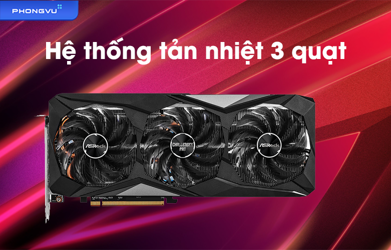 Card màn hình Asrock RX6600 XT Challenger Pro | Hệ thống tản nhiệt