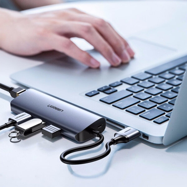 Bộ chia USB Ugreen 60719 1 ra 3 cổng USB 3.0 và 1 Lan Giga