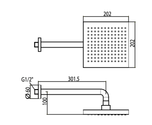 Bản vẽ kỹ thuật đầu sen tắm phun mưa American Standard Acacia WF-9052