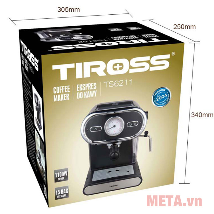 Máy pha cà phê Espresso Tiross TS6211 (15 bar) Máy pha cà phê Espresso Tiross TS6211 (15 bar)
