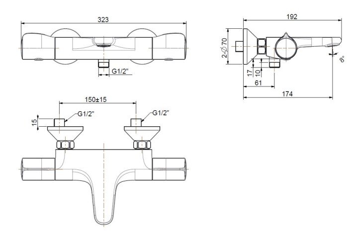 Bản vẽ kỹ thuật củ sen tắm nóng lạnh LOVEN American Standard WF-1M11