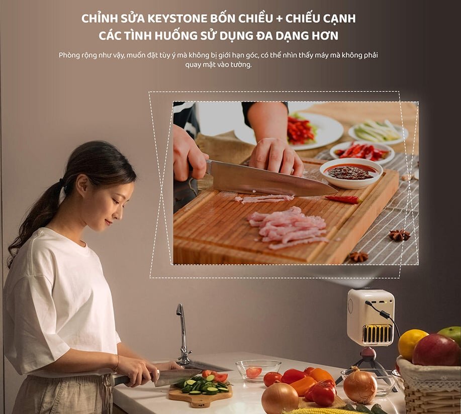 Chỉnh sửa keystone bốn chiều và tính năng chiếu cạnh T2R Max có khả năng điều chỉnh góc chiếu