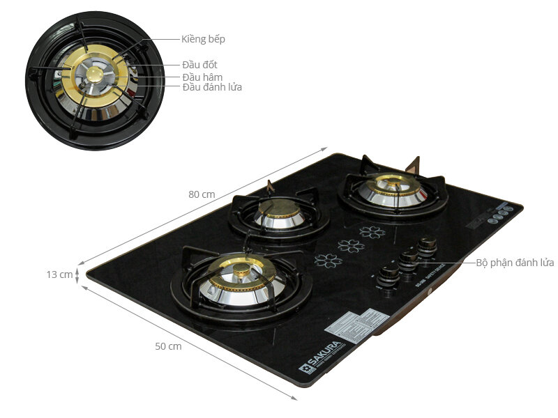Bếp gas âm Sakura SG-368 Bếp gas âm Sakura SG-368