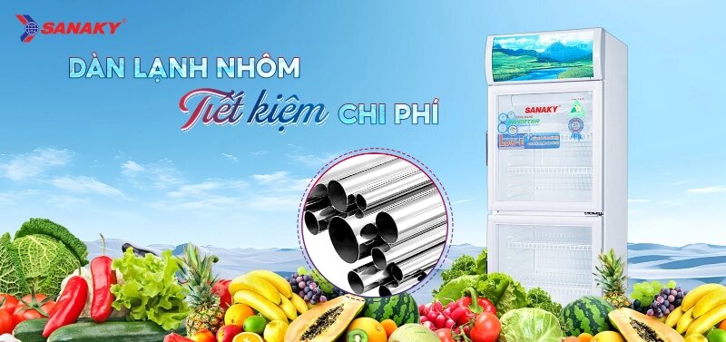 Tủ mát Sanaky Inverter 2 cánh 240 lít VH-308W3L