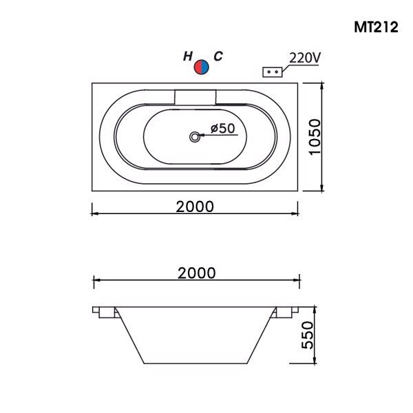 Bản Vẽ Kỹ Thuật Bồn Tắm Massage Caesar Mt212