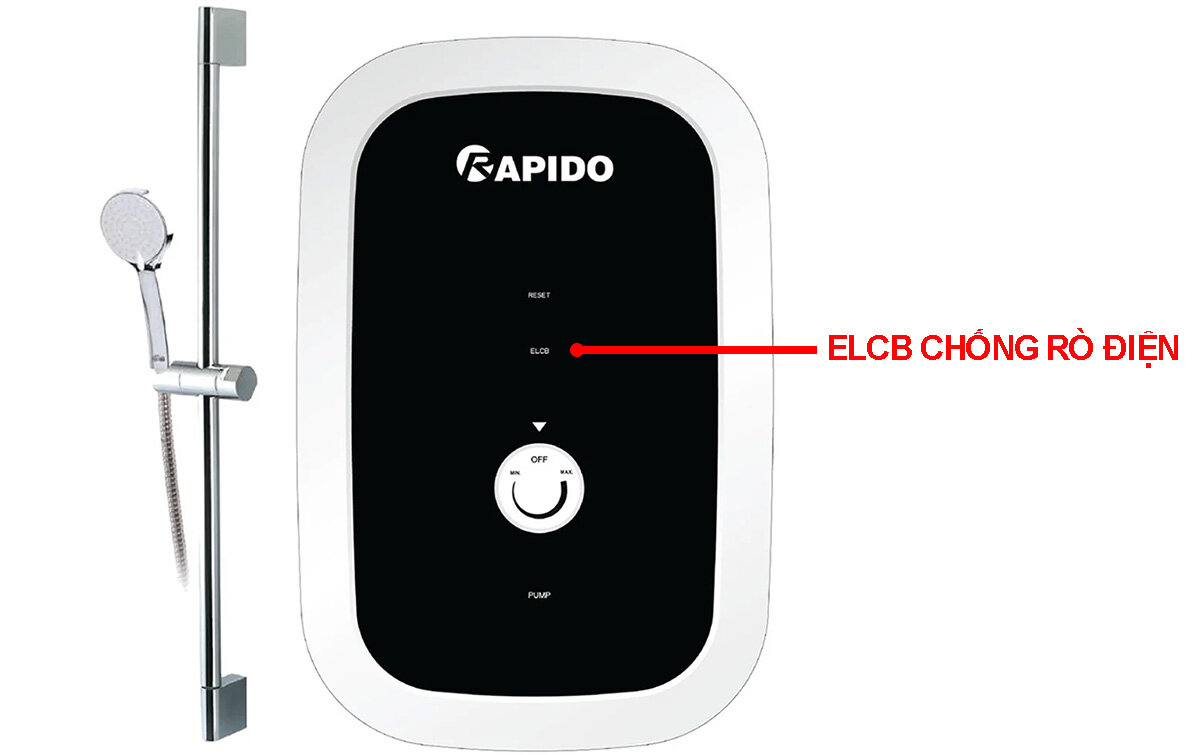 ELCB trên máy nước nóng trực tiếp Rapido STERN RIG-SN4.5 