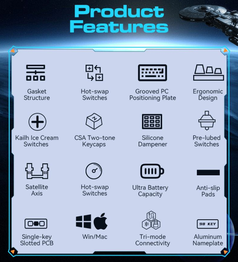 Bàn phím cơ DarkFlash DF98 Interstellar 2