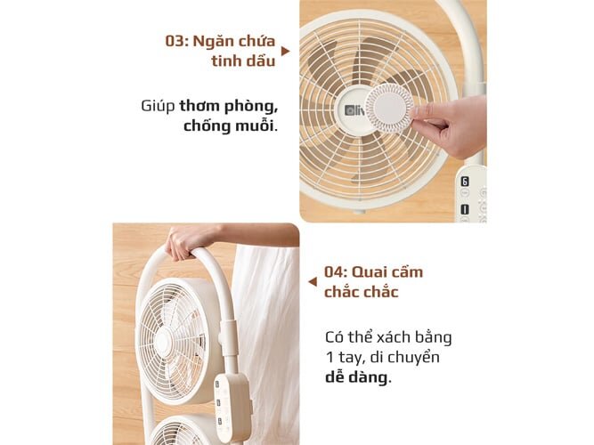 Tích hợp thêm ngăn chứa tinh dầu thơm Olivo CF1 Pro