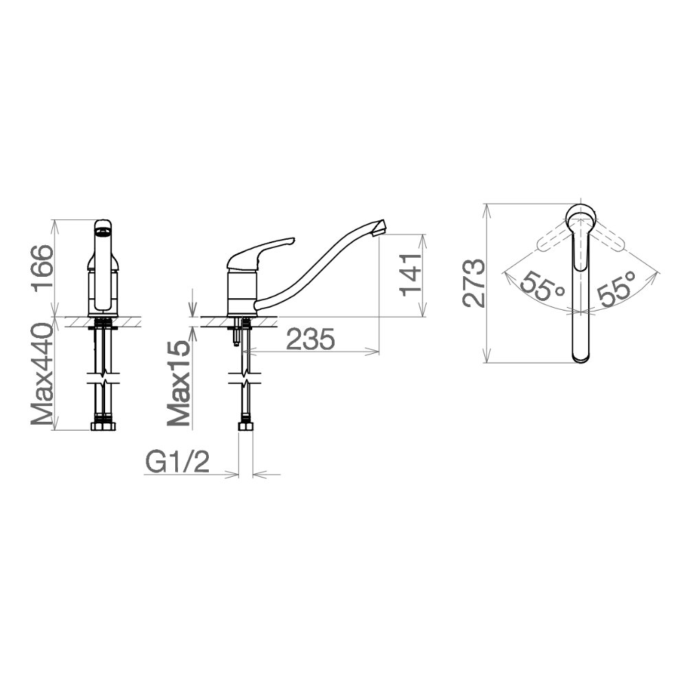Bản vẽ kỹ thuật vòi rửa chén nóng lạnh Viglacera VG714