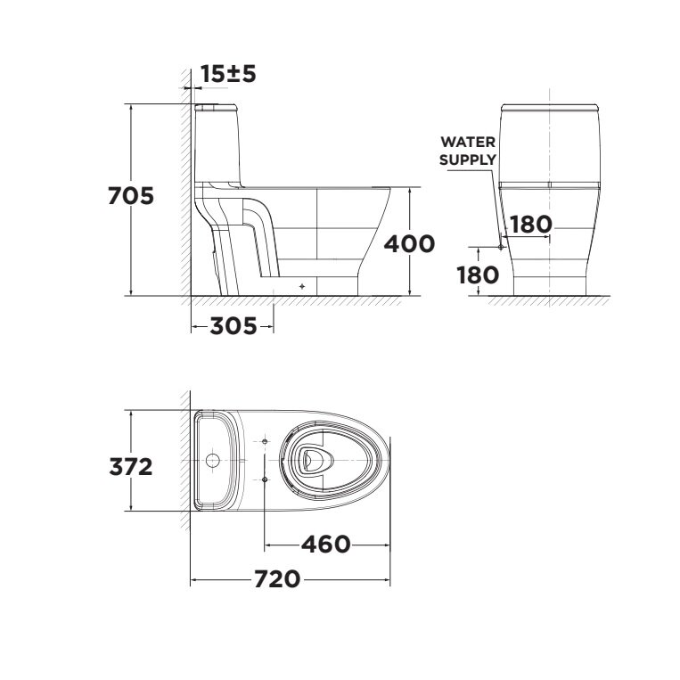 Bản vẽ kỹ thuật bồn cầu 1 khối LOVEN VF-1862 American Standard