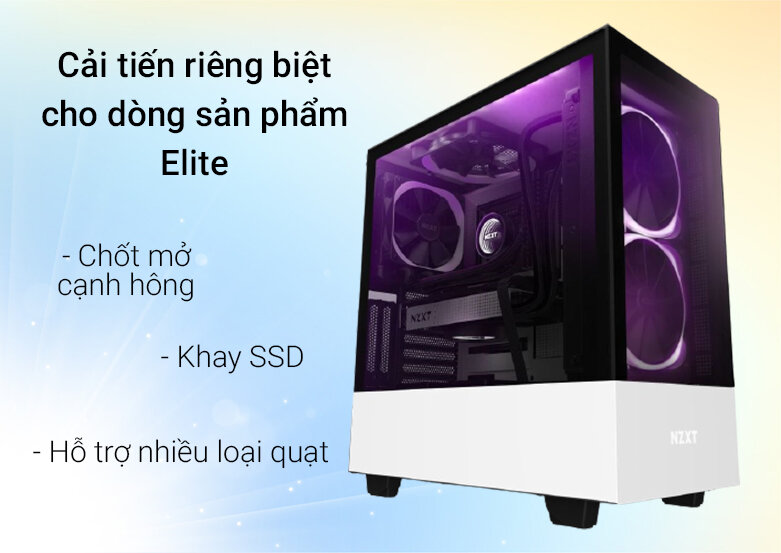 NZXT H510 Elite matte white | Đa dạng cổng kết nối
