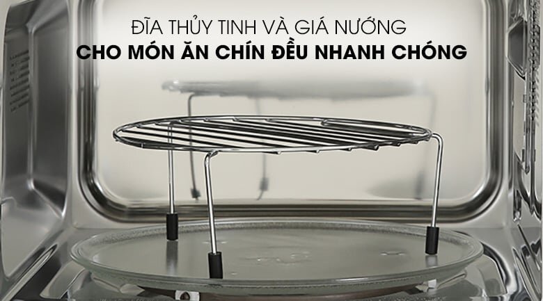 Lò vi sóng điện tử có nướng 25 lít Electrolux EMG25D89GGP được trang bị đĩa thủy tinh, giá nướng