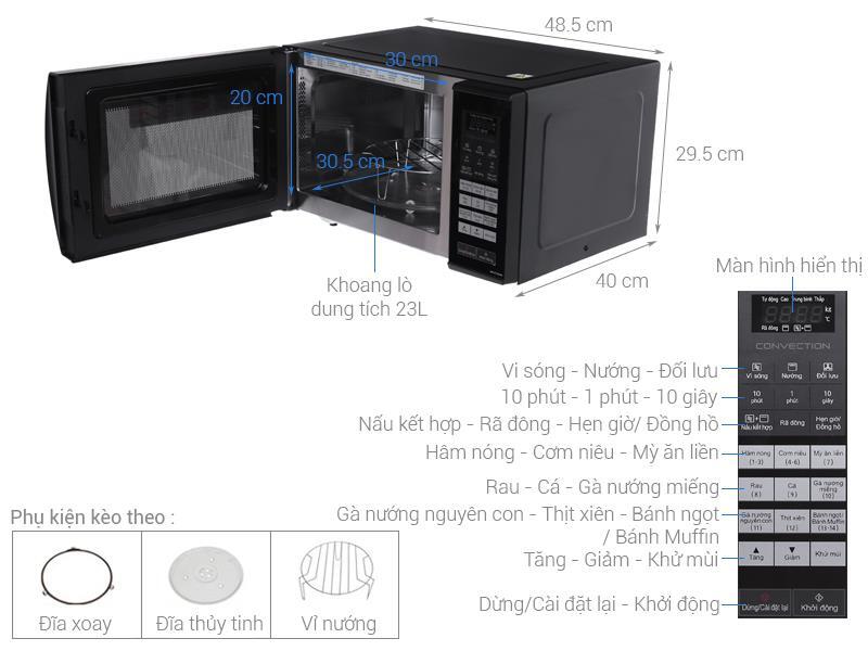 Lò vi sóng điện tử nướng đối lưu 23L Panasonic NN-CT36HBYUE Lò vi sóng điện tử nướng đối lưu 23L Panasonic NN-CT36HBYUE