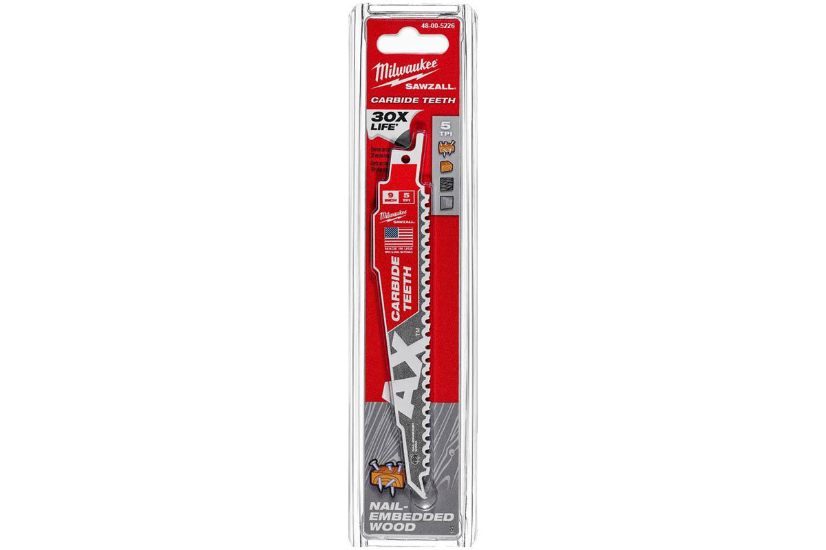 Lưỡi cưa kiếm gỗ AX Carbide T5-225.36mm Milwaukee 48-00-5226