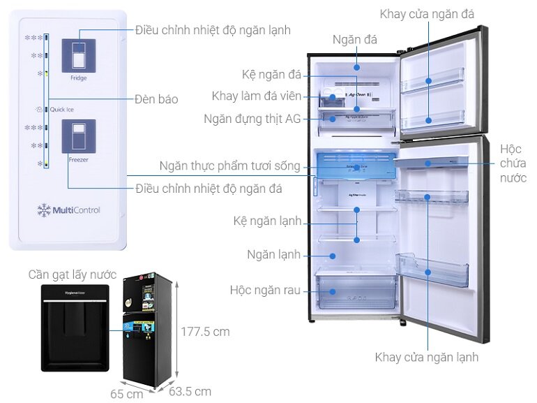 Tủ lạnh Panasonic Inverter 366 lít NR-BL381GKVN