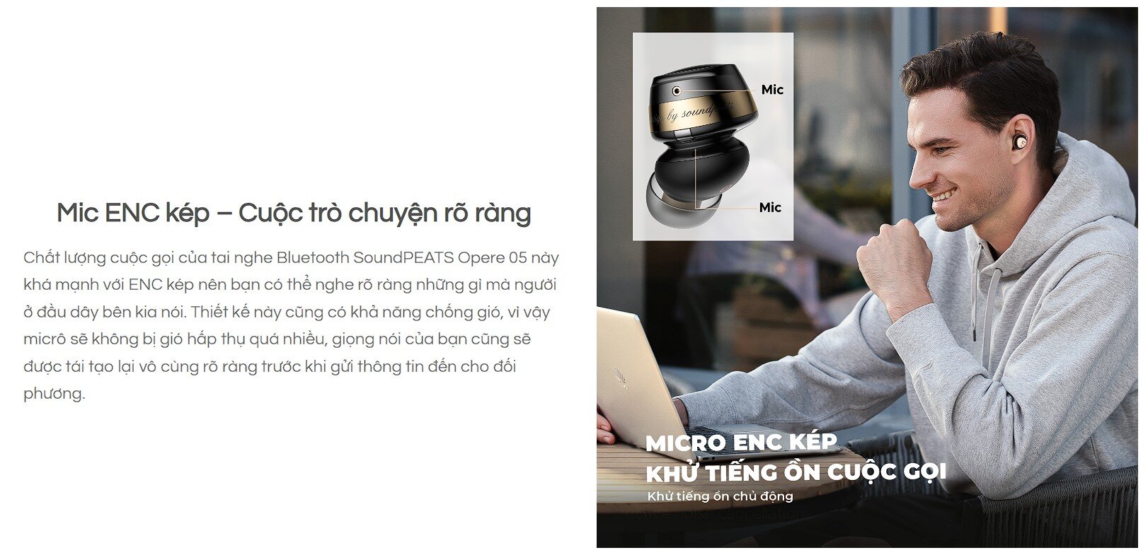 Tai nghe Bluetooth Soundpeats Opera 05 Đen