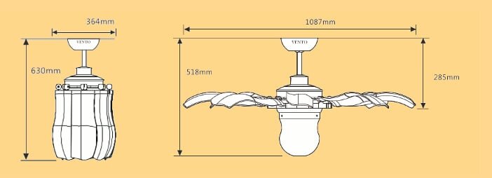 Kích thước của quạt trần Mr Vũ