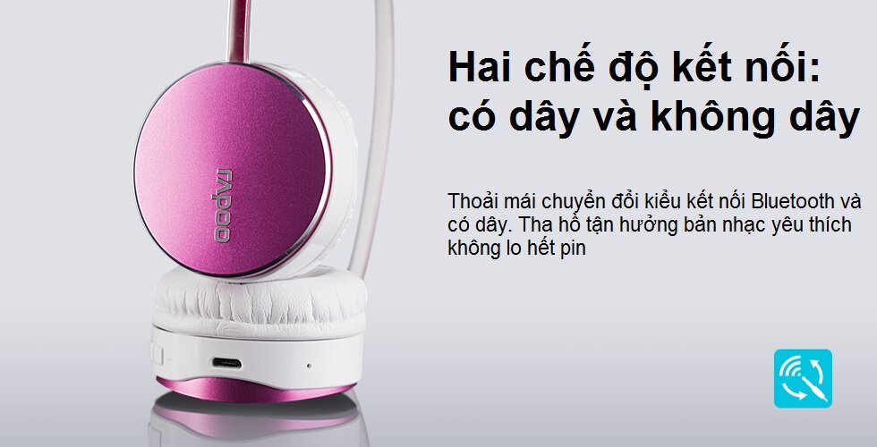 Tai nghe không dây Rapoo S500 (Xanh, hồng, vàng gold, bạc, xám)