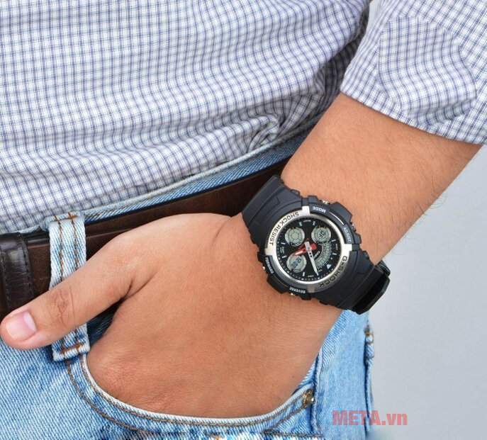 Đồng hồ nam G-shock AW-590-1ADR đen Đồng hồ nam G-shock AW-590-1ADR đen