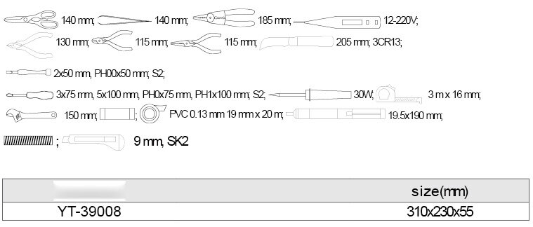Bộ dụng cụ sửa chữa tổng hợp 22 chi tiết Yato YT-39008 Bộ dụng cụ sửa chữa tổng hợp 22 chi tiết Yato YT-39008