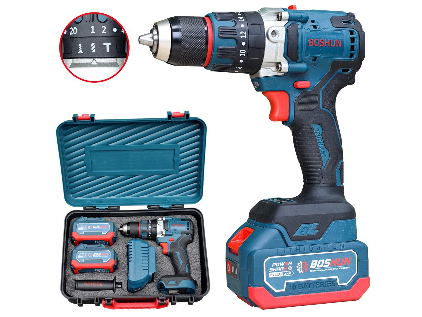 Máy khoan bắt vít pin Boshun 13mm BS-ID1390BL