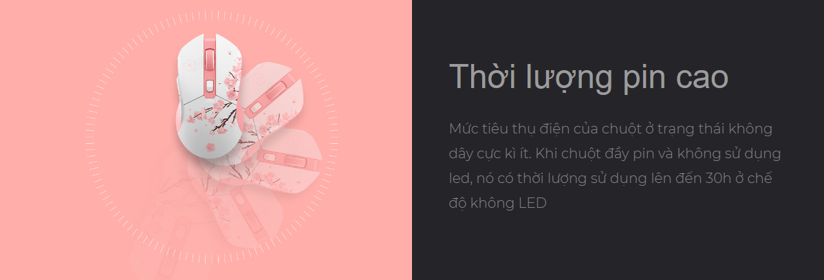 Chuột Gaming không dây Dareu EM901X Pink Led RGB 6