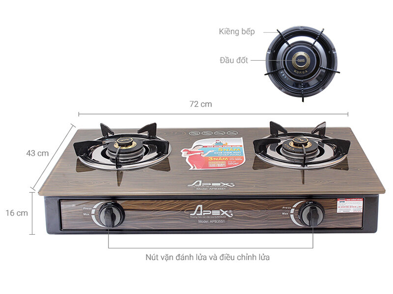 Bếp gas Sunhouse Apex APB3551 Bếp gas Sunhouse Apex APB3551