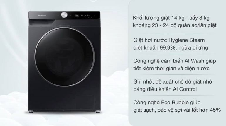 Máy giặt sấy Samsung WD14TP44DSB