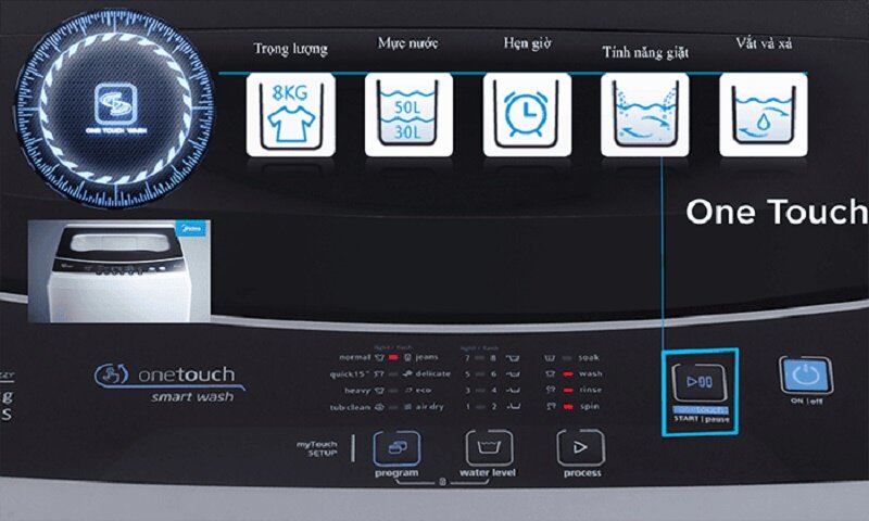 Máy giặt Midea 8.5 kg MAS8501 onetouch
