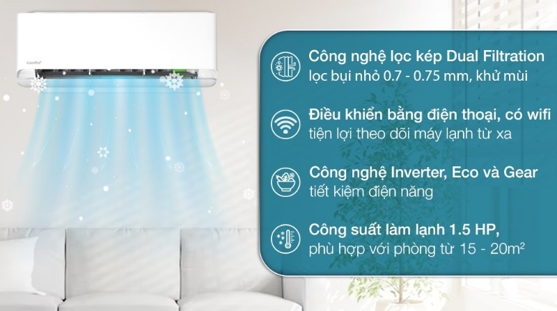Điều hòa Comfee Inverter 12000 BTU 1 chiều CFS-13VCB1 gas R-32 6 Điều hòa Comfee Inverter 12000 BTU 1 chiều CFS-13VCB1 tiết kiệm điện